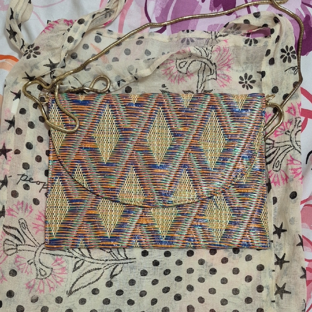 Free People Colorful Diamond Pattern Crossbody Bag